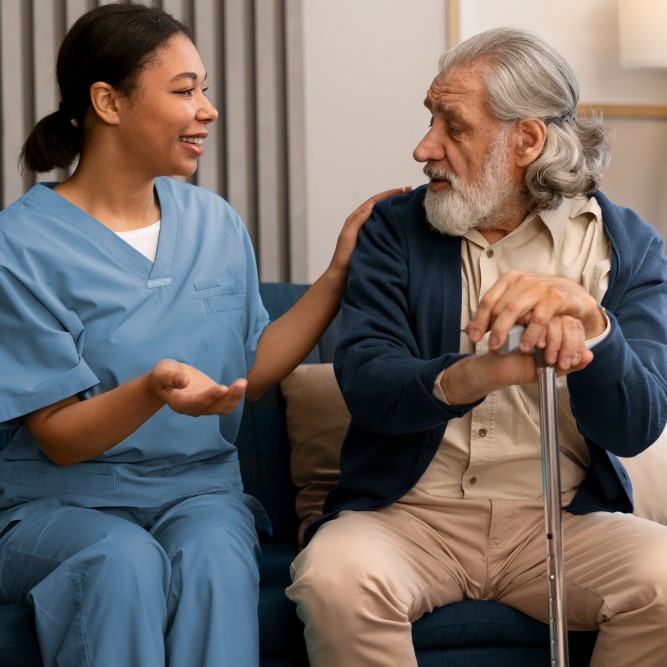Dedicated live-in caregiver providing around-the-clock support for an elderly client